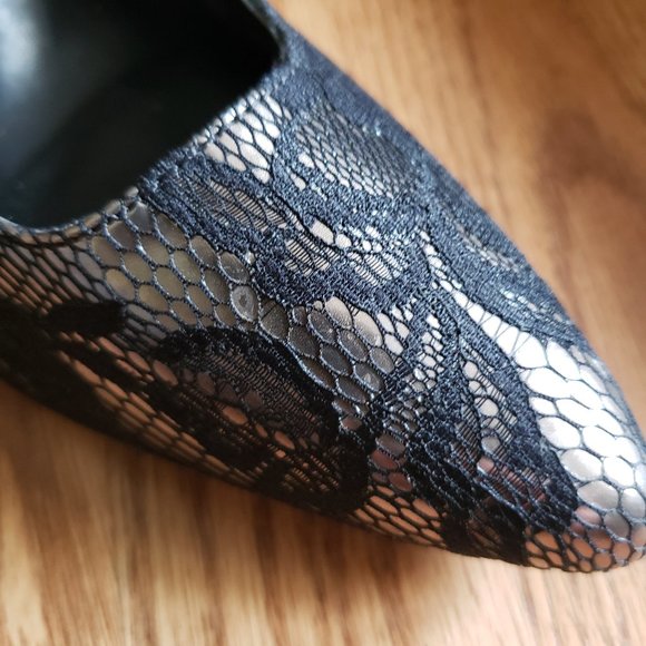 COLIN STUART Black and Silver Lace Heels 8.5M - Picture 8 of 8